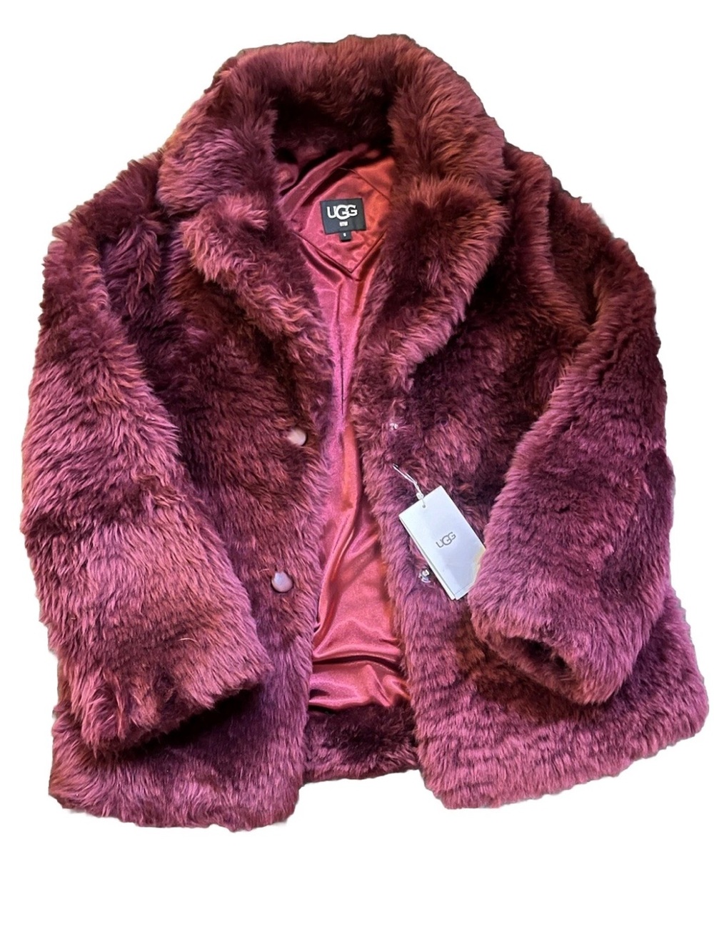 UGG Lianna Short Shearling Jacket-purple/plumb Size Small Womens